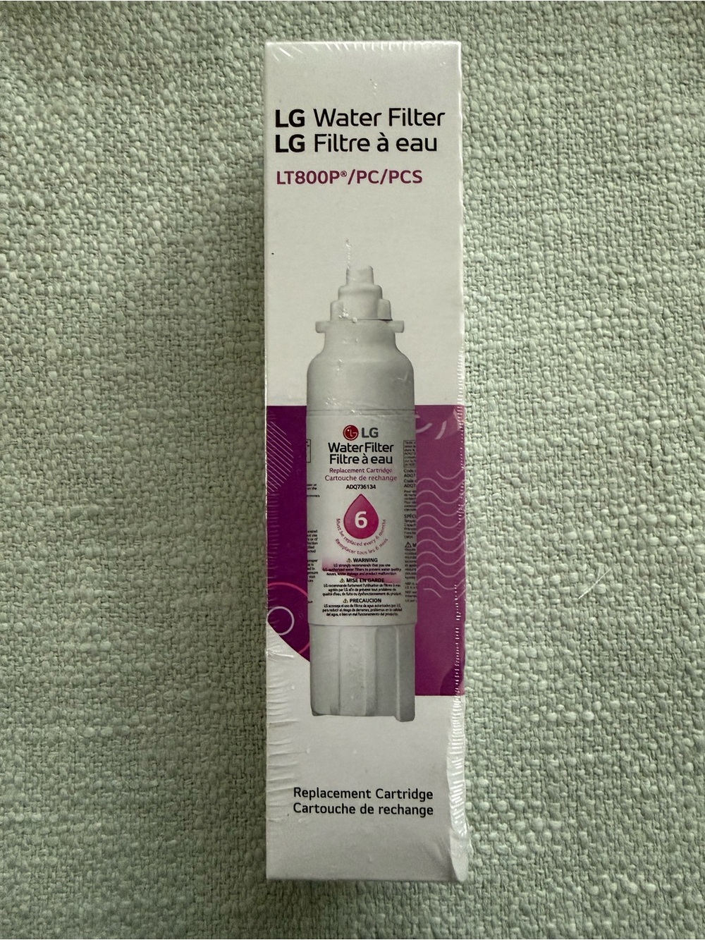 LG Water Filter LT800P Replacement Cartridge - NIB NWT In Original Plastic